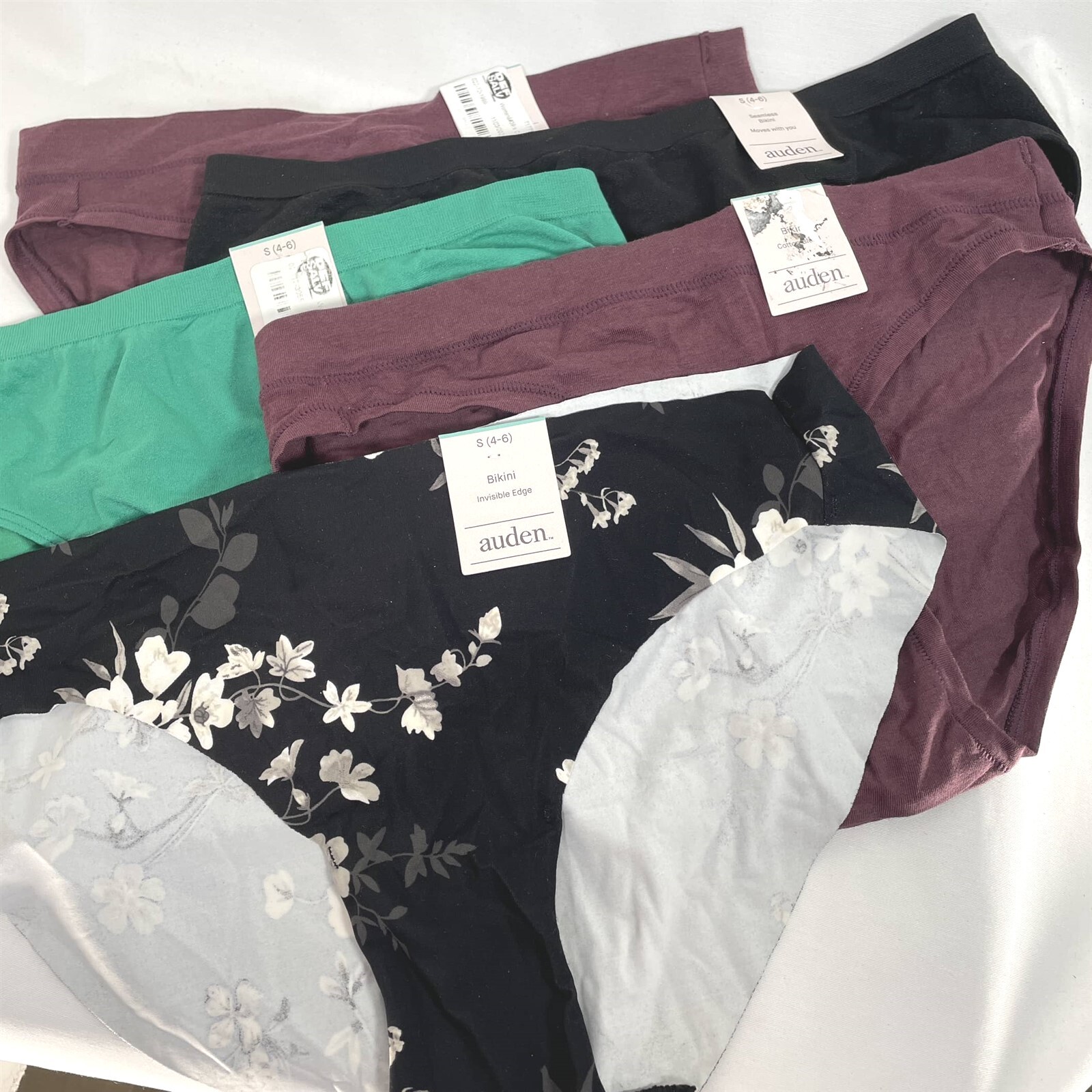 Auden 5pk Bikini Panties Assorted Prints And Fabrics Small (4-6)