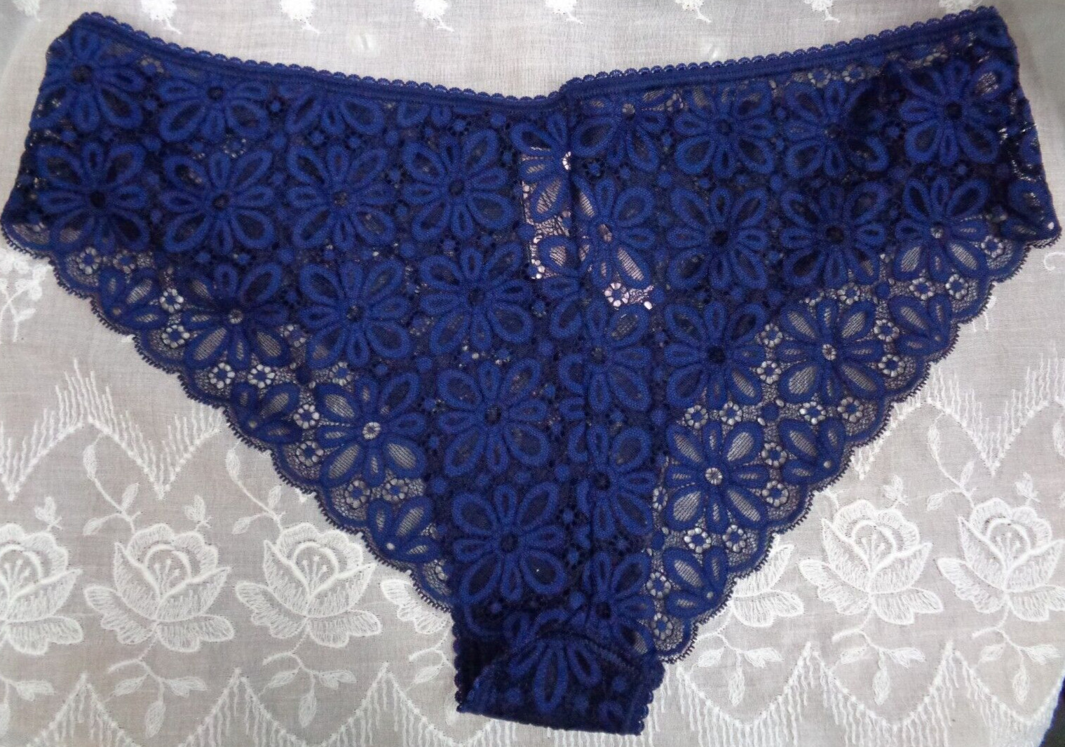 Vtg Women’s VICTORIA’S SECRET Cheeky Panties BLUE LACE 11117779 / L
