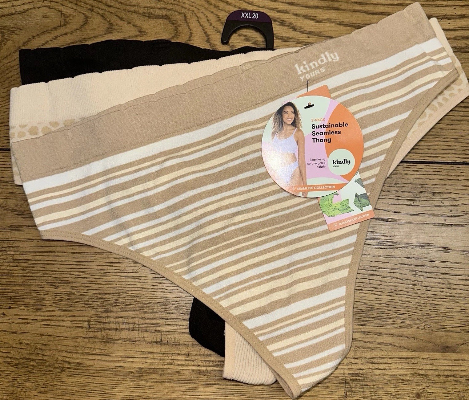 Kindly Yours Thong Underwear Seamless 3-Pack Lot Tan New Women’s 2X XXL (20) NWT
