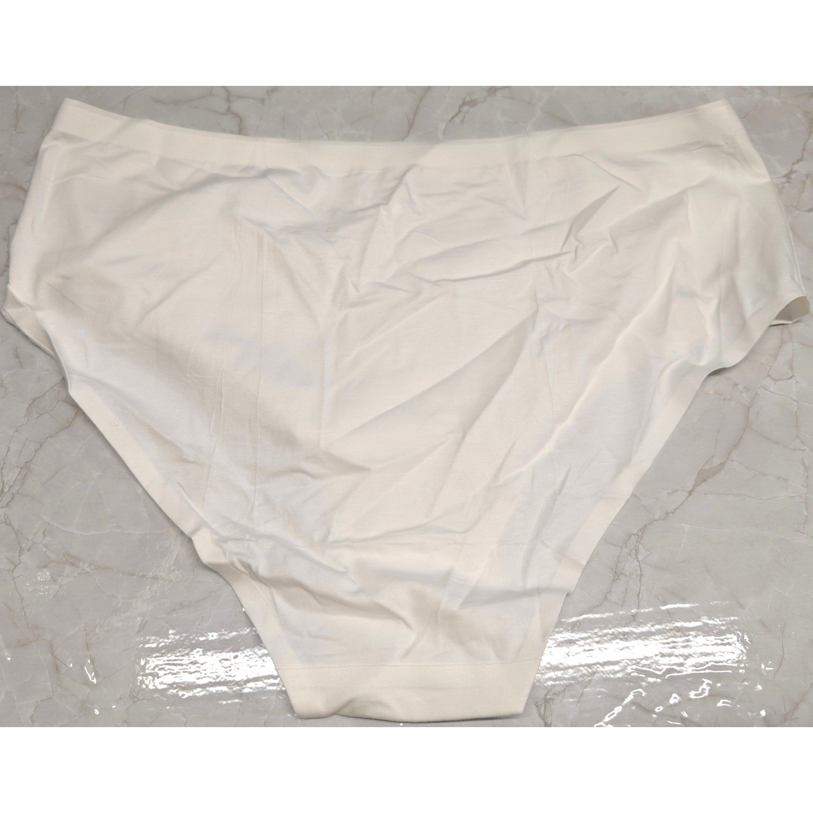 New Cotton Blend Hipster Panties Plus Size XL Off White Seamless Laser Cut Edge