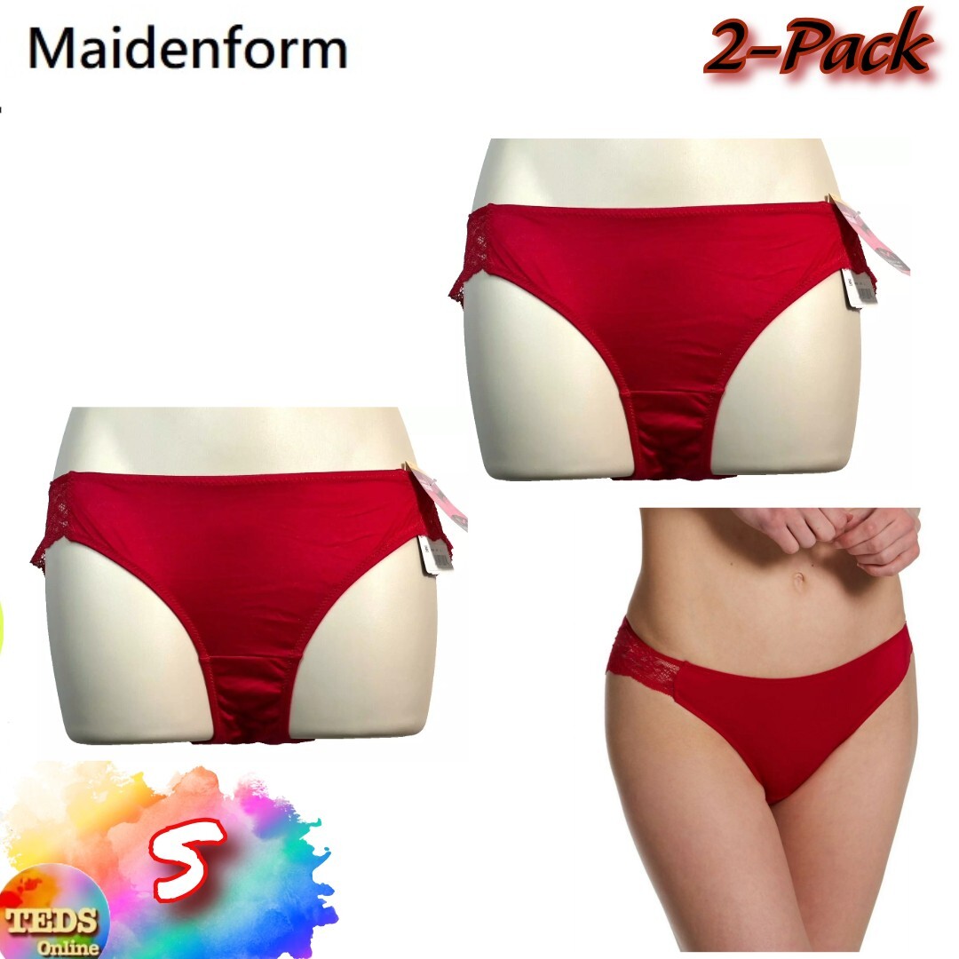 NWT 2-Pack Maidenform S Comfort Devotion Lace Back Tanga Underwear 40159 Red