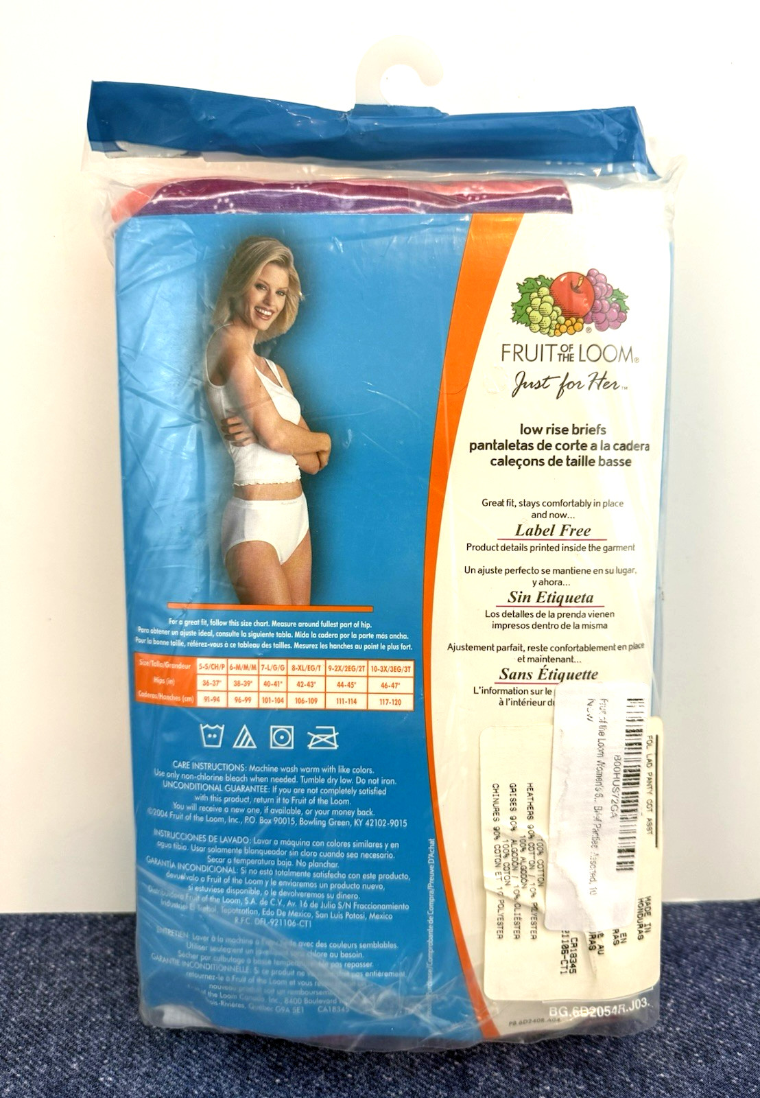 Vintage~2004~Fruit Of The Loom~Women’s Size 10~Low Rise Briefs~Package Of 6~NOS