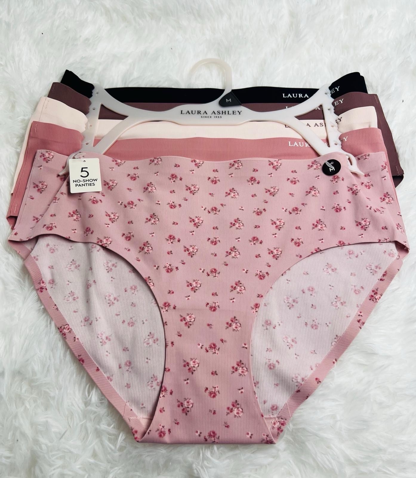 NWT Laura Ashley No Show Brief Panties 5 Pack Size Medium 80% Nylon 20% Spandex