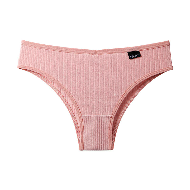 Sexy Women Cotton Lingerie Solid Color Thongs Low-Rise Underpant Bikini Briefs