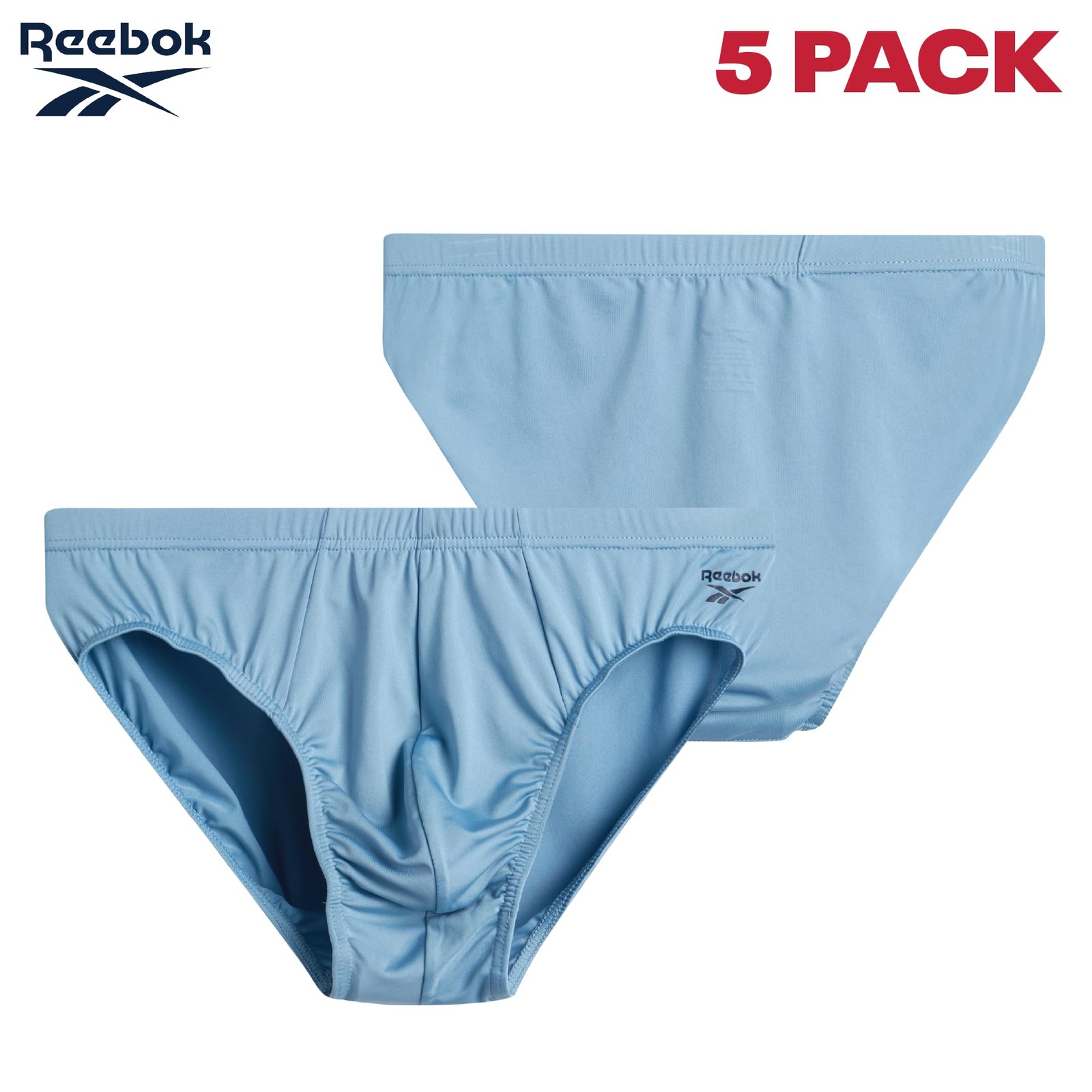 Reebok Men’s Briefs – 5 Pack Quick Dry Low Rise Large, Blues/Charcoal