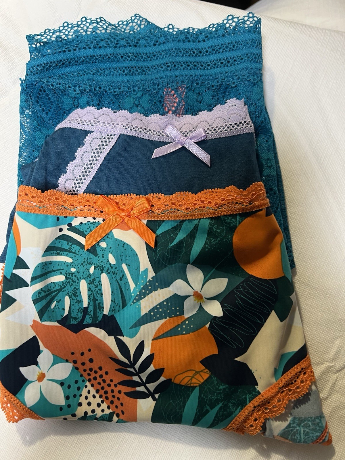 Splendid Women’s Panties (3) Silky, Lace Teal, Teal And Orange Floral Sz. 1X NWT
