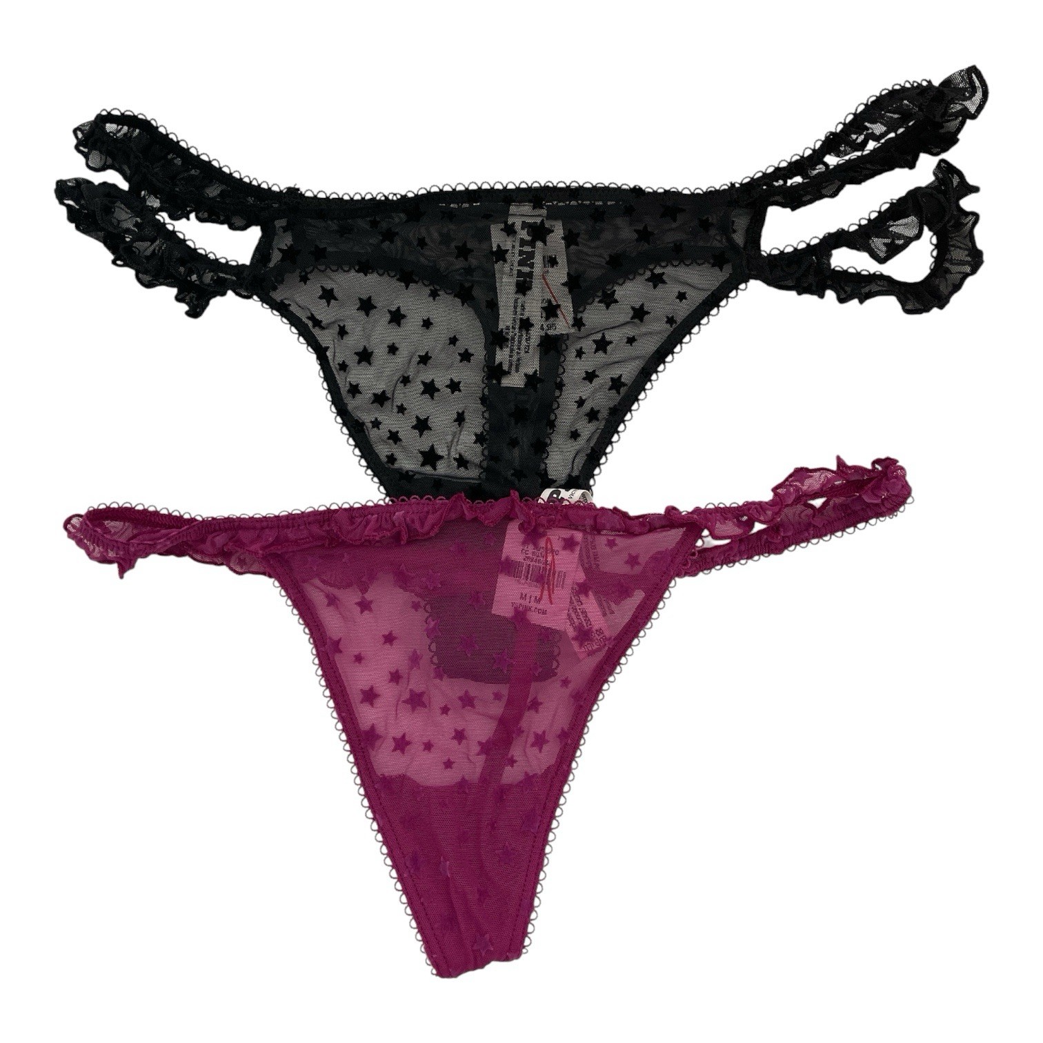 Victoria’s Secret VS PINK Medium Thongs Black / Magenta Bundle – Lot Of 2
