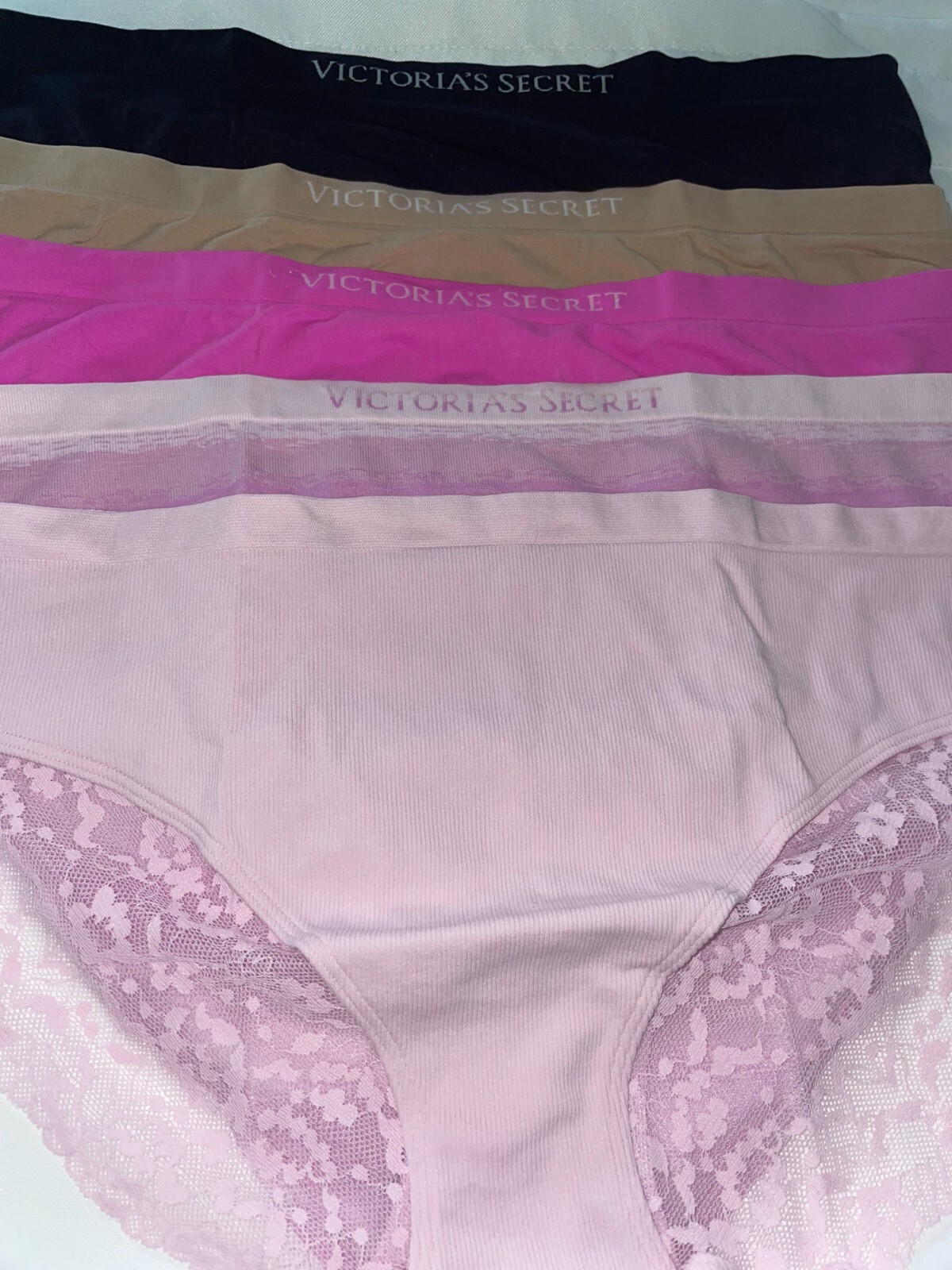 Victoria Secret Panty 5 pack lot Brief Bikini sz S seamless NEW logo womens lace