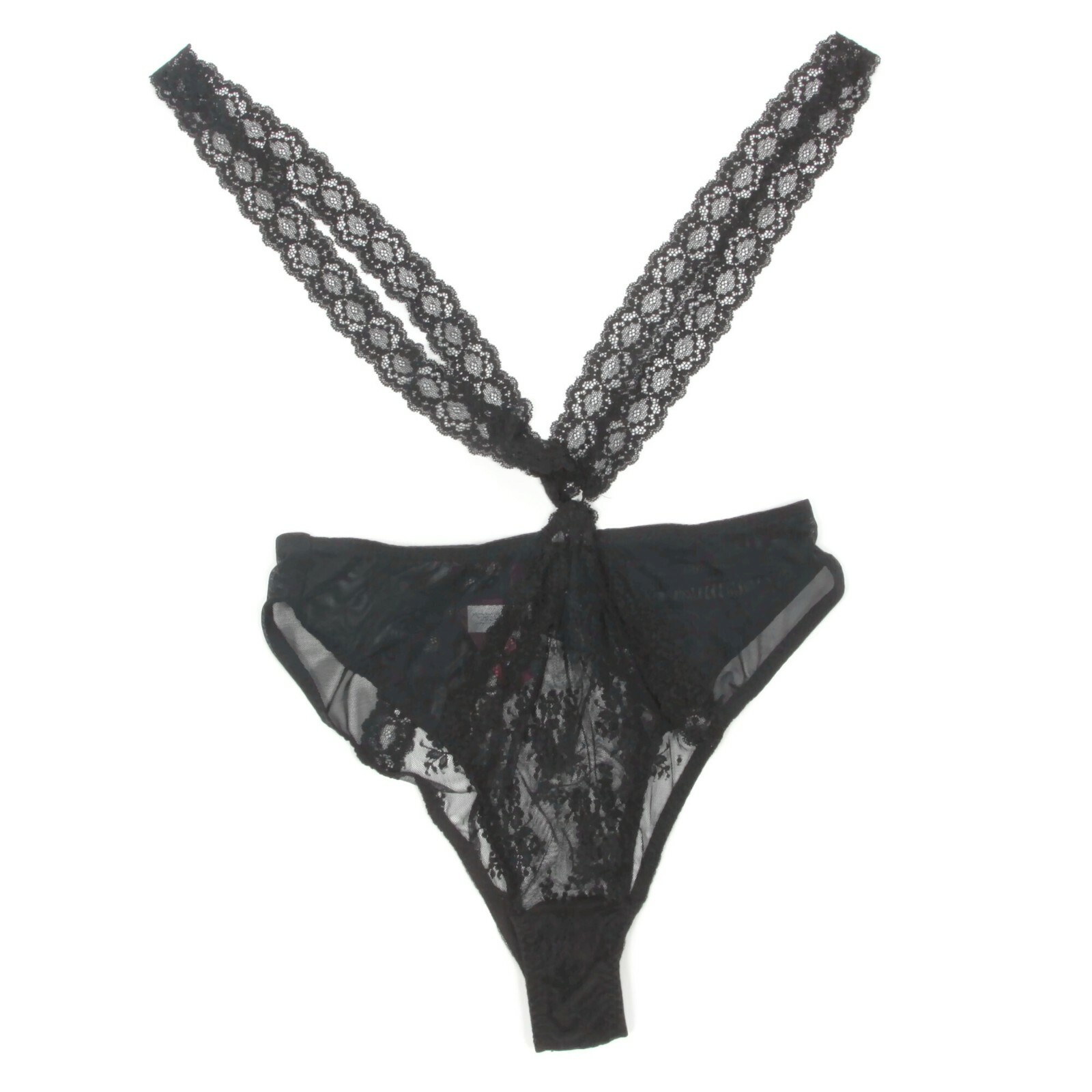 ADORE ME Sexy Black Lace Panties Suspender size Large NWT Gothic Cosplay – 046