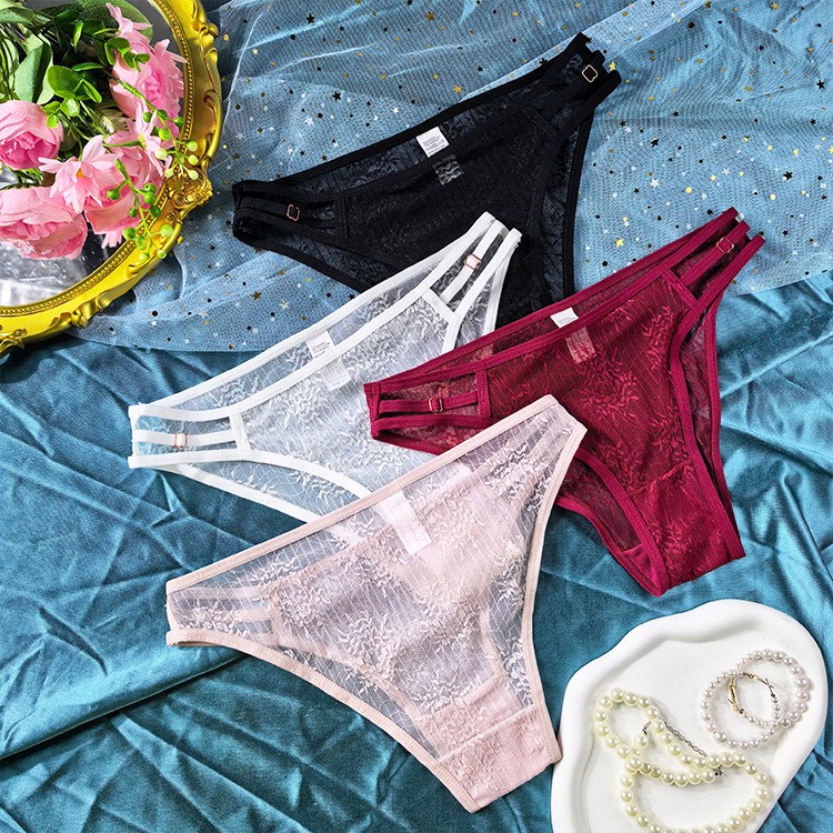 4 Pack Lot Sexy Womens Lace See Through Panties Briefs Underwear Lingeries Sissy