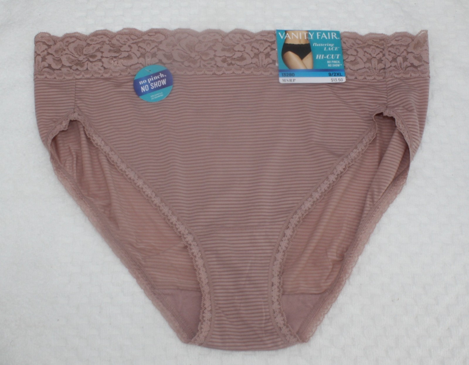NWT set/3 VANITY FAIR FLATTERING LACE HI CUT 13280 BAKED BLUSH VIOLET RASPBERRY
