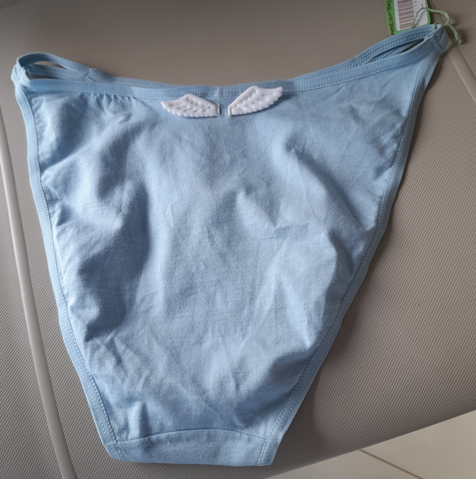 Miss Achile Blue Cotton ANGEL High Leg String Sided Brief With Back Wings