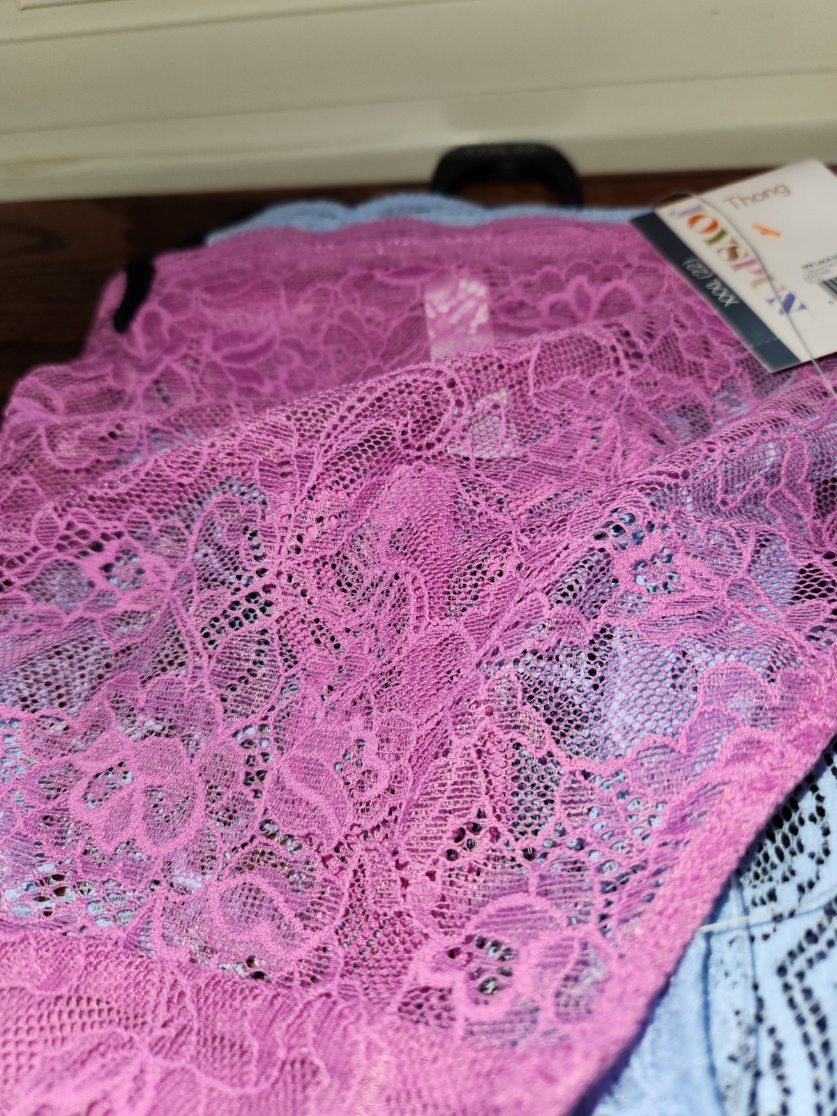 Joyspun 3pk. Lace String Women Thongs XXXL (22) Navy/Pink/light Blue NWT