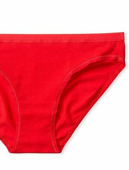 M Medium Bright Red Lipstick Stretch COTTON Victoria’s Secret BIKINI Pantie