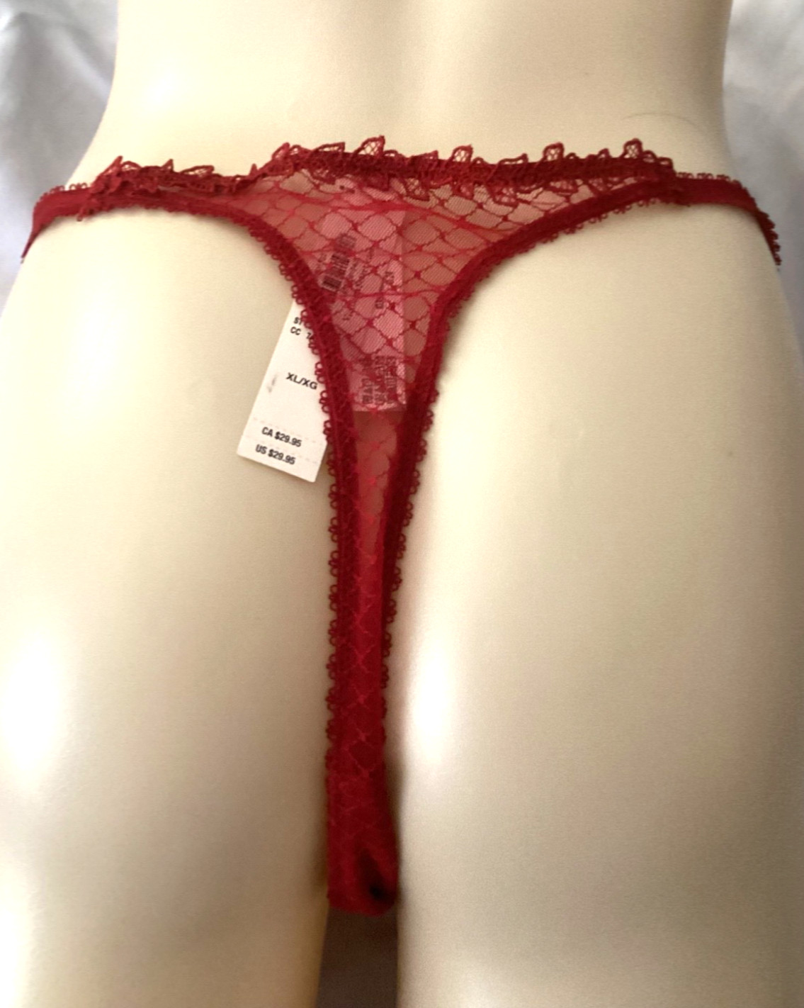 Victoria Secret Very Sexy Red Rose Adjustable Thong Red Lacquer size XL (GH404)