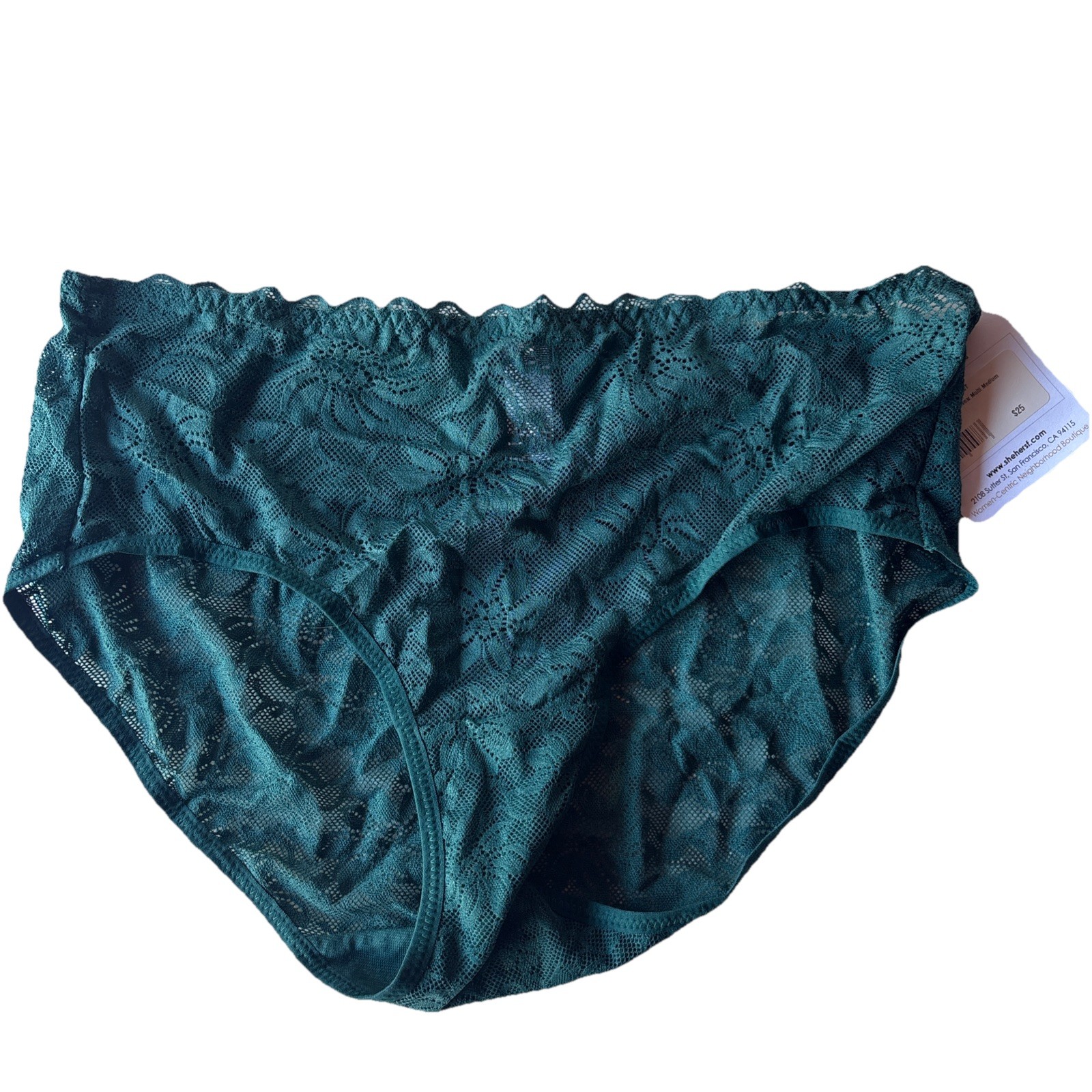 Wacoal Lace Hi-Cut Brief Stretch Lace Panty Dark Teal Size Medium NWT