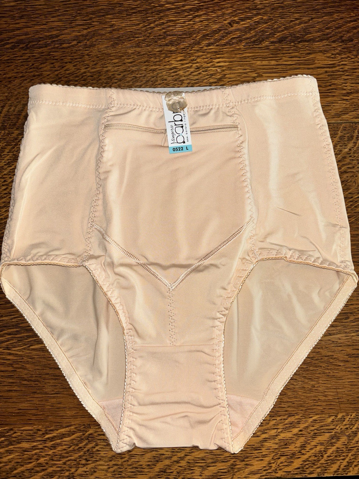 Barbra’s Women’s Travel Pocket Underwear Girdle Brief Panties Sz L Beige 2 Pair