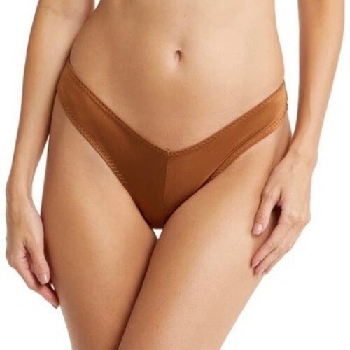 SKIMS Stretch Satin Cheeky Tanga Bronze 4X