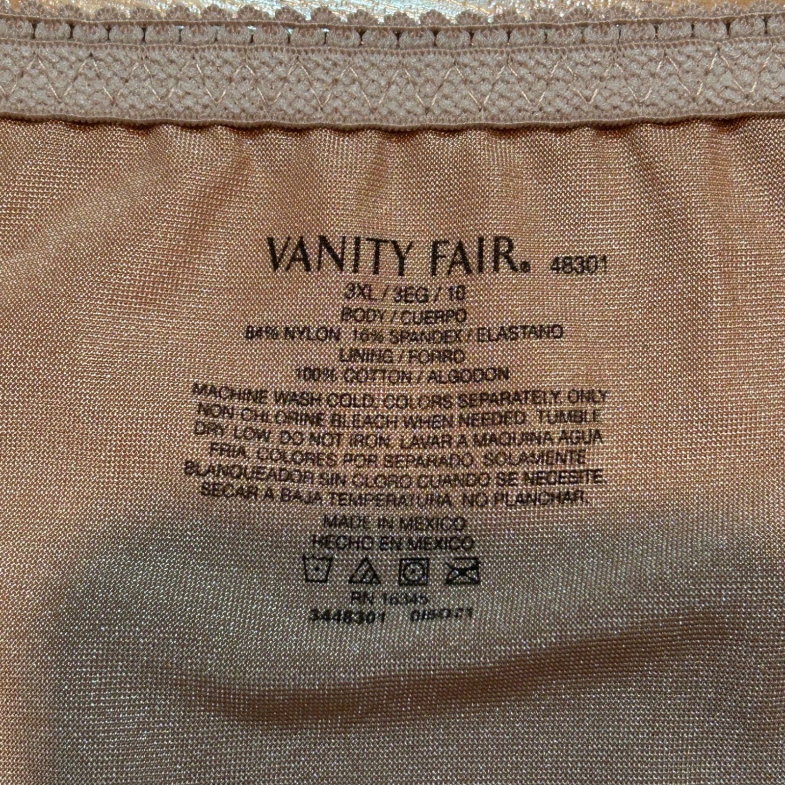 Vanity Fair Illumination Hi-Cut Briefs 2 Pack Neutral Satin 3XL 10