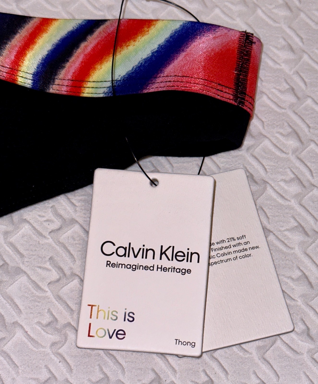 CALVIN KLEIN Reimagined Heritage Pride Black Thong Panty Womens Plus 1X 2X 3X