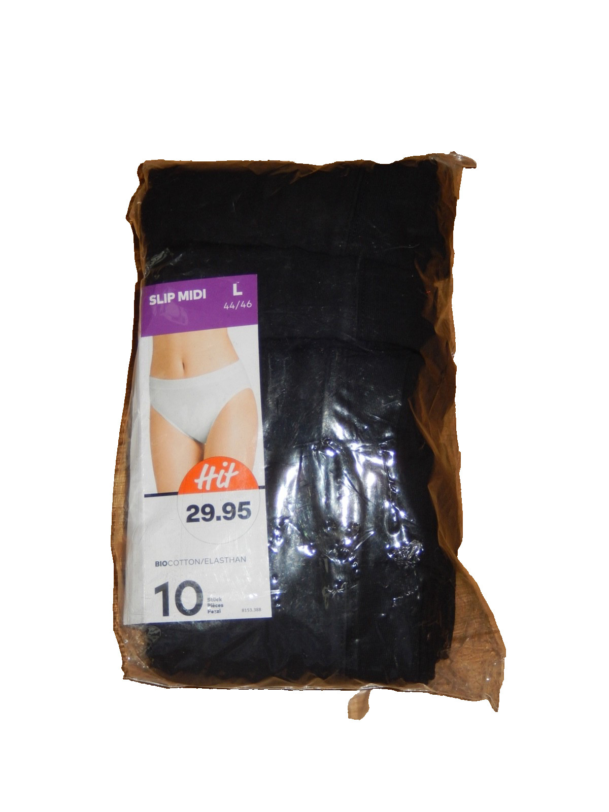 MIGROS 10 X BRIEF MIDI BLACK SIZE L. 44 / 46 new
