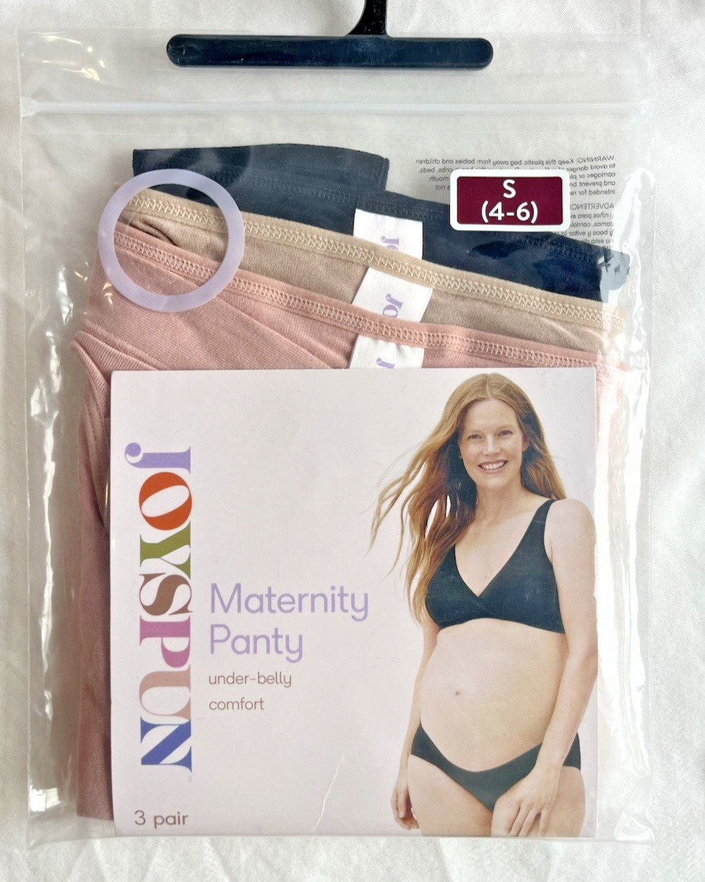 Joyspun Maternity Panty Under Belly Soft Comfort Waistband 3 Pair Small (4-6)
