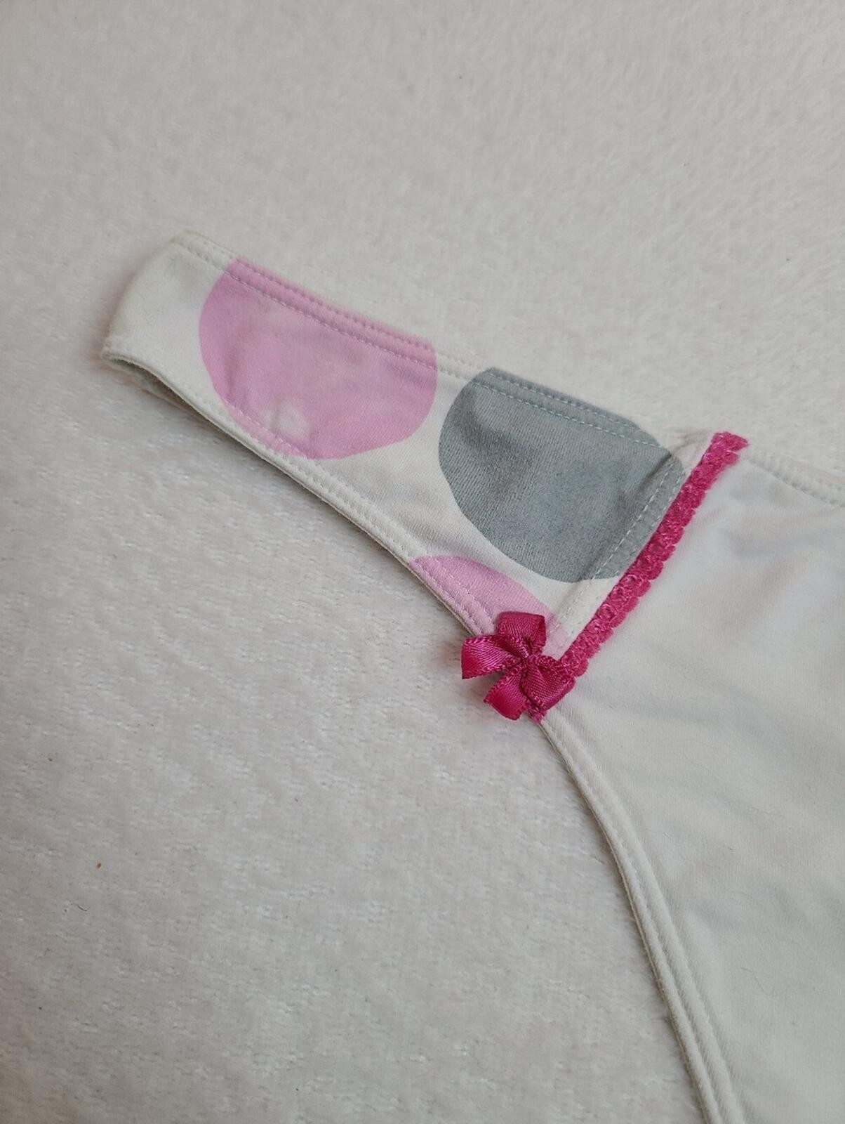 VTG Delicates Smooth Tactel Nylon Graphic Flirt Thong Panty Size Lg