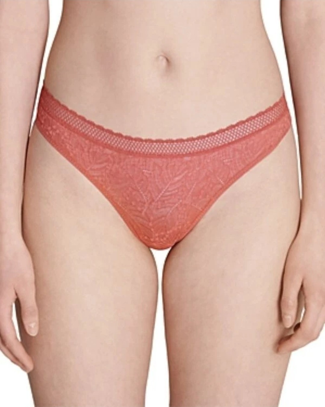 Simone Perele Comete Feather & Fan Lace Thong Texas Pink size 4