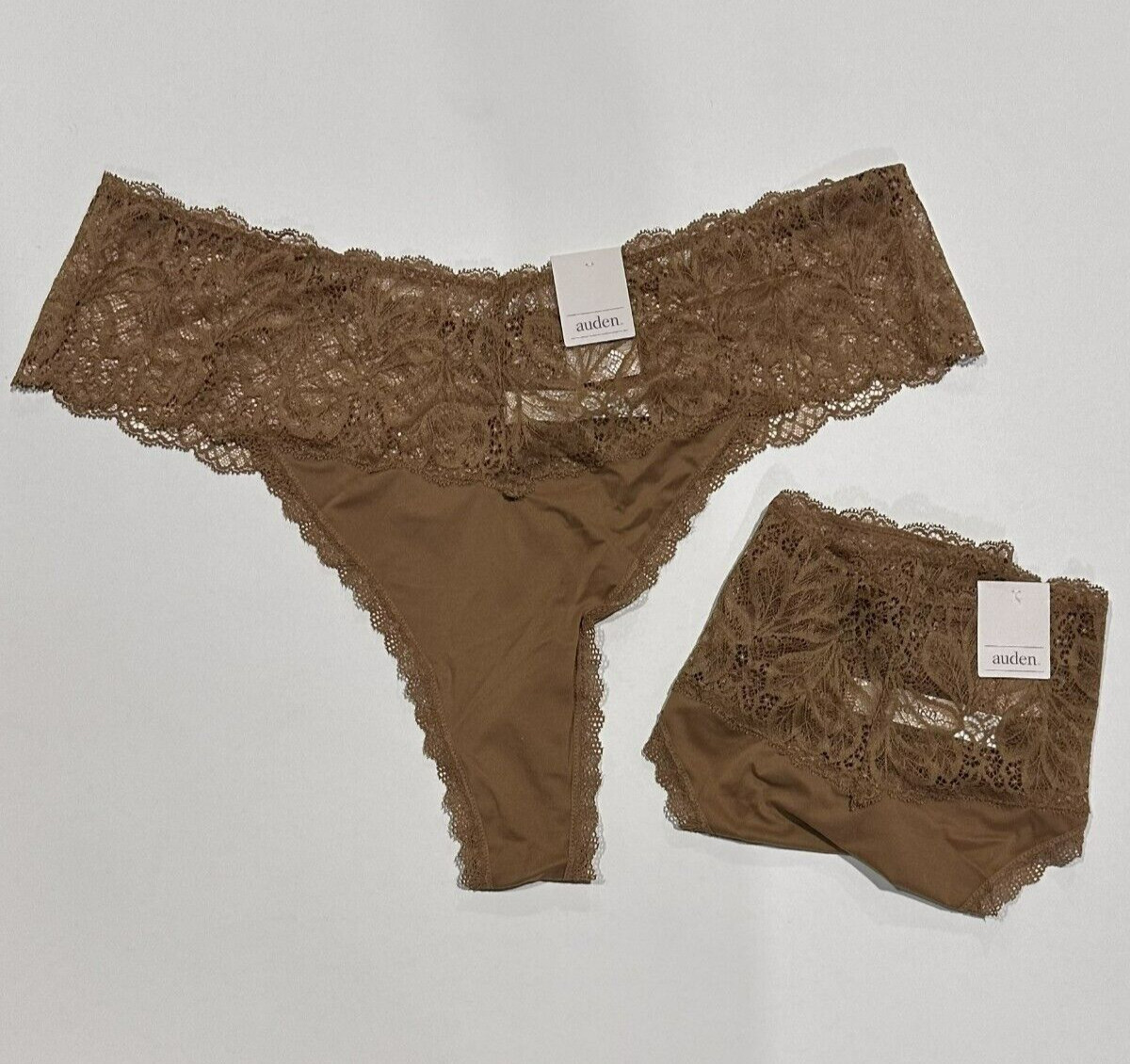 Women’s Plus Size Micro Thong with Lace Waistband – Auden Caramel 2X (2pk)