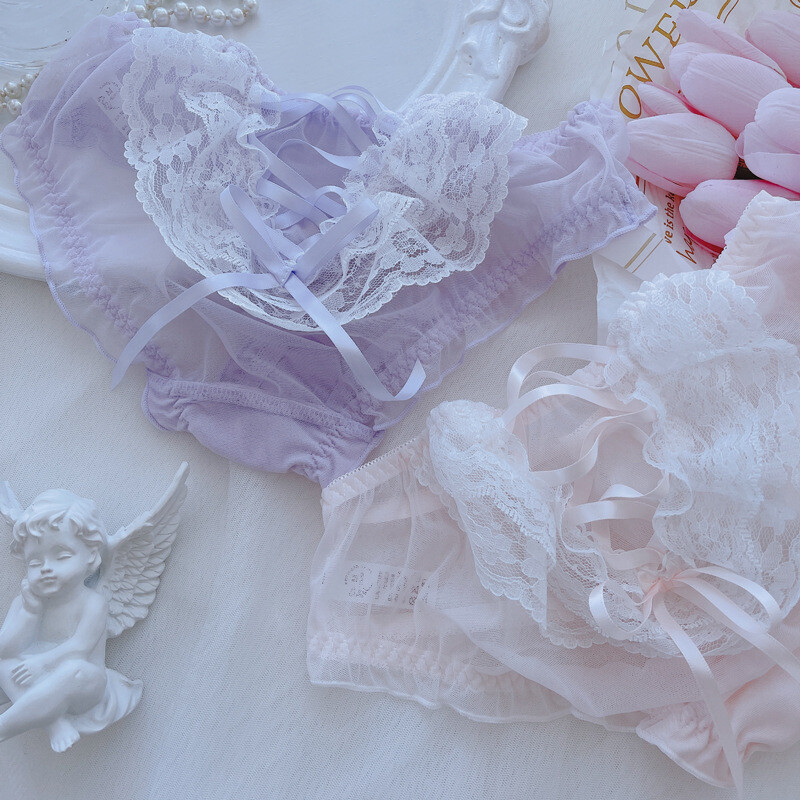 Japanese Lolita Soft Girl Cute Sexy Mesh Breathable Briefs Underpants Panties