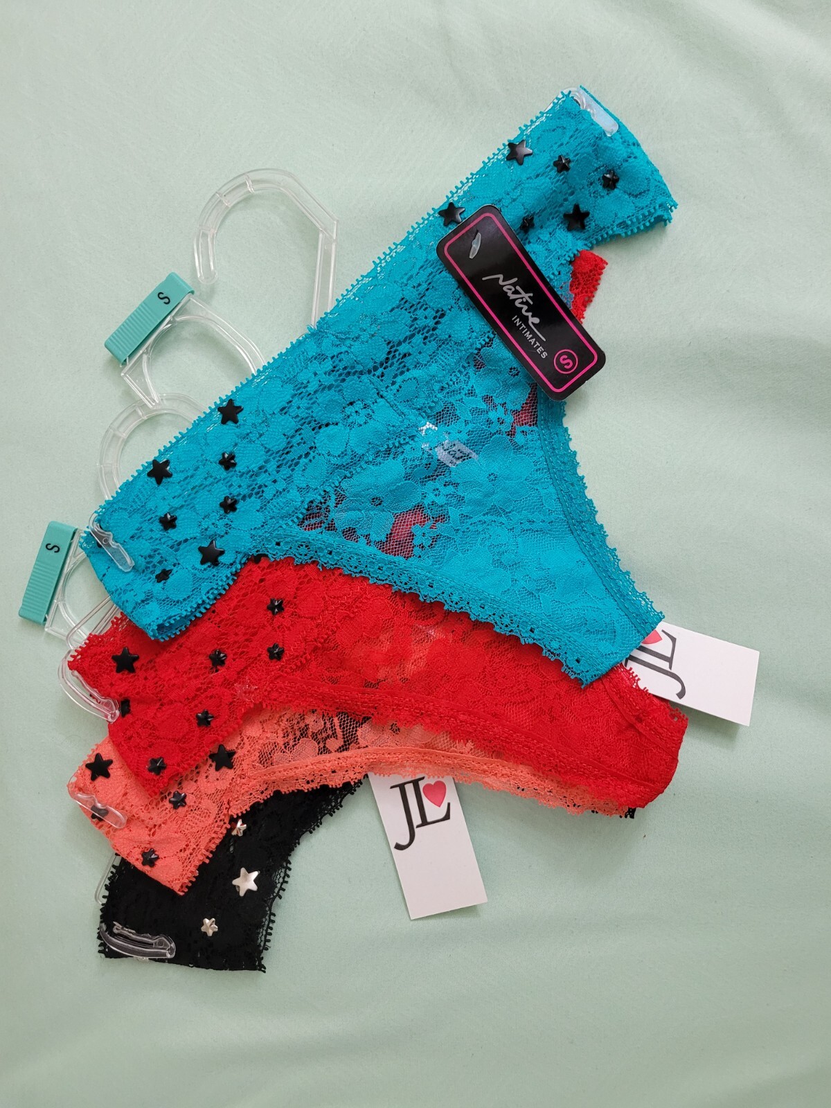 4 Packs Women’s M Panties Thong Lingerie Underwear 4 Color Black Orange Blue Red