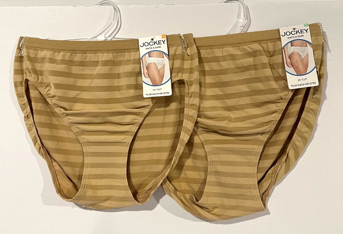 Jockey Womens matte and shine hi-cut panties 2 pair size 7 and size 8