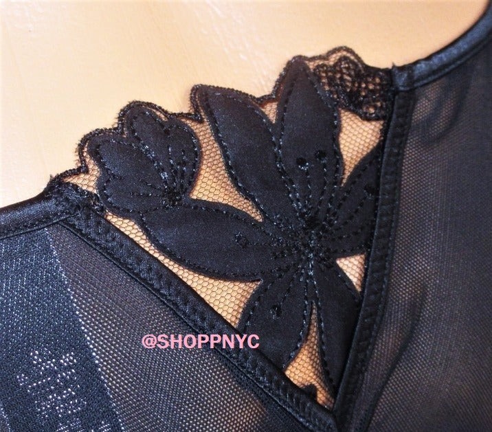 VICTORIA’S SECRET Luxe Lingerie Embroidered Brazilian Panty M L XL Black $39