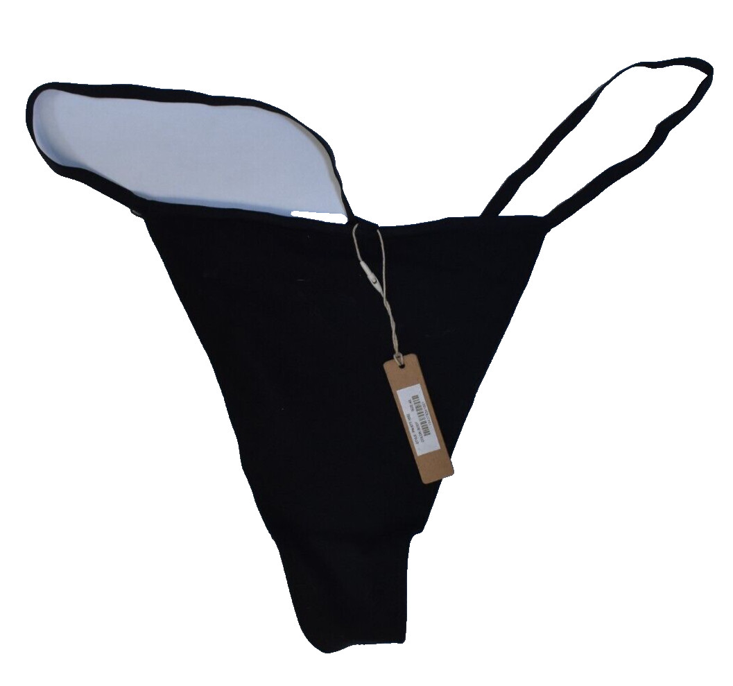 SKIMS Stretch Cotton G-String Thong Soot Black Quick Dry Cotton Stretch Women 4X