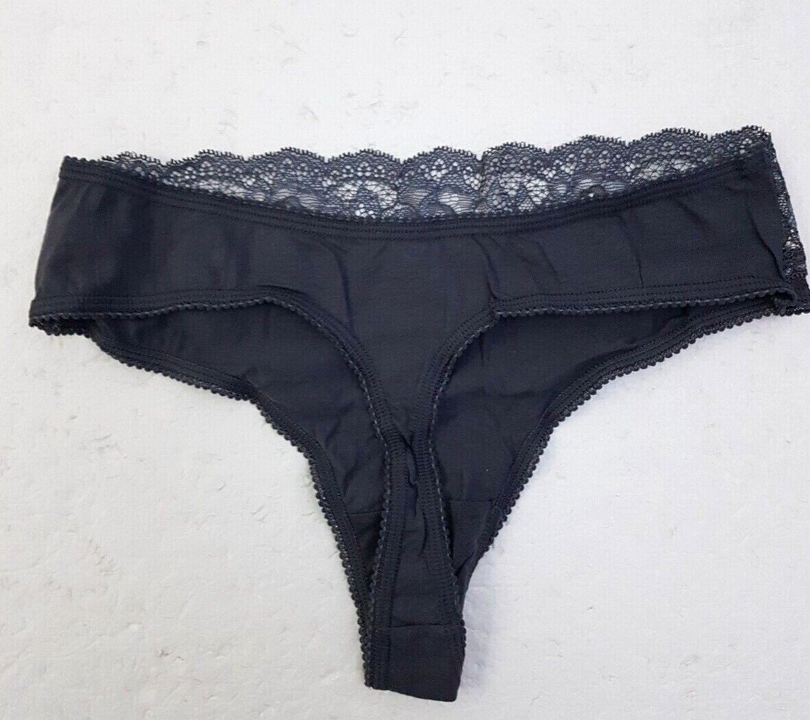 Ex M & S Ladies 5 Pack Cotton Modal Lycra Lace Thongs Briefs Knickers Underwear