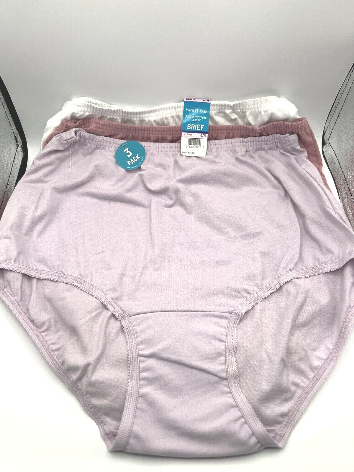 NEW Vanity Fair 3 Pair Perfectly Yours Classic Cotton Brief 6/M Mixed Lot 15320
