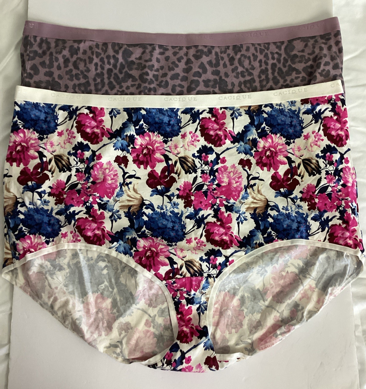 Cotton High Waist Brief Panties 38/40 Lot of 2 Cacique Lane Bryant New Floral