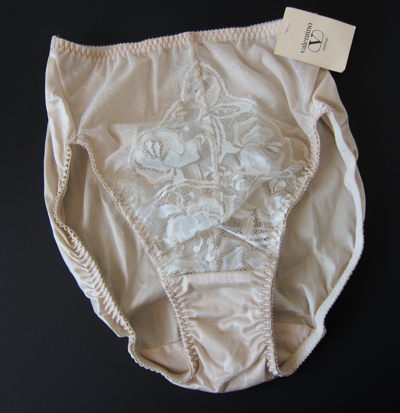 NEW Valentino Intimo VTG 90s Sheer Silky High Cut Brief Panty SMALL