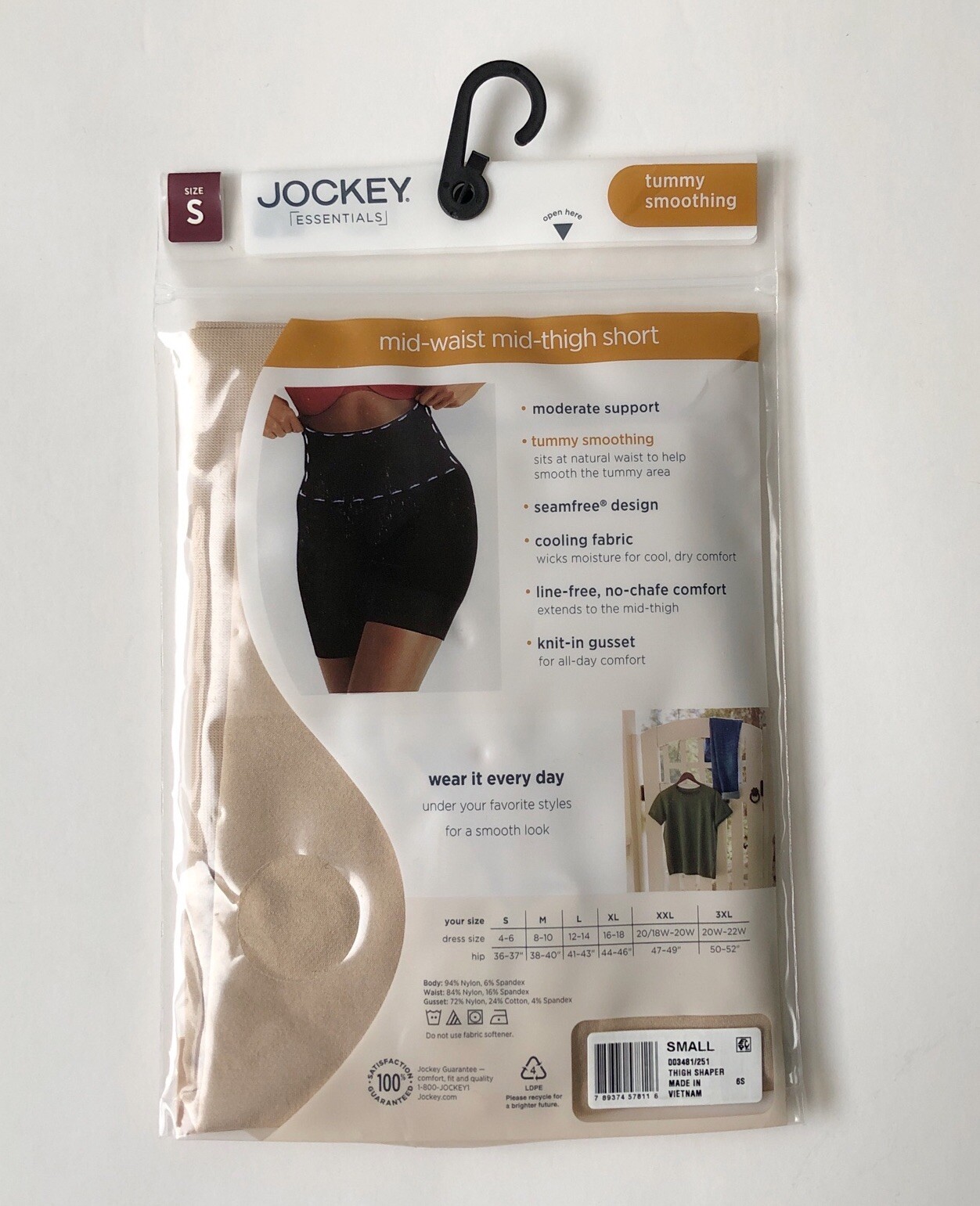 1 JOCKEY ESSENTIALS Mid-Waist Mid-Thigh Tummy Smoothing Cooling Soft Sz Small
