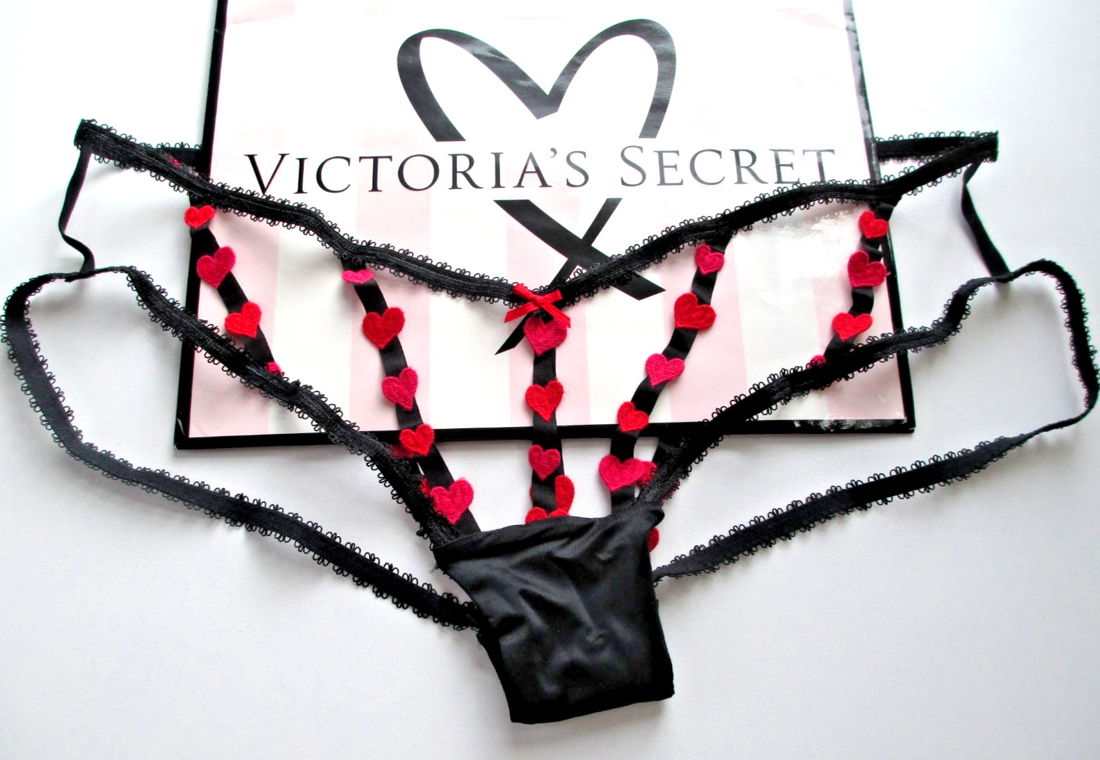 VICTORIA’S SECRET VERY SEXY High Leg Cheeky Panty S M L XL Red Heart NWT Black