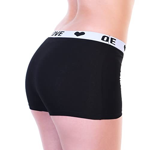 G6514ASST12UM Angelina Women Boy Shorts Panties Only Love 6 Pack Multi M
