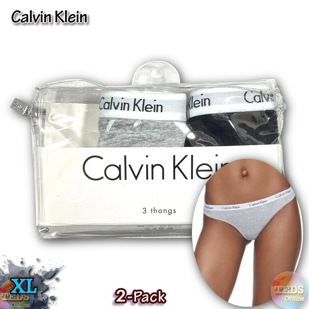 NWT 2-Pack Calvin Klein Women’s XL Carousel Cotton Thong Underwear QD3587