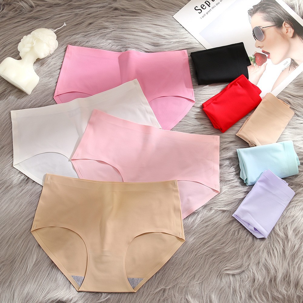 3 Pack Plus Size Ice Silk Seamless Bikini Panties – Solid Breathable Underwear