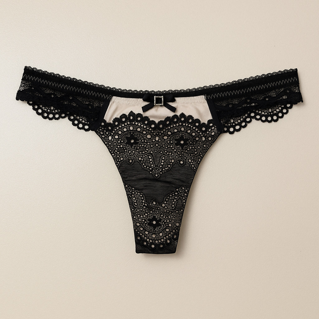 E et D CA200 Lace Thong Panties Red & Black Sheer Floral Low Rise Sexy Lingerie