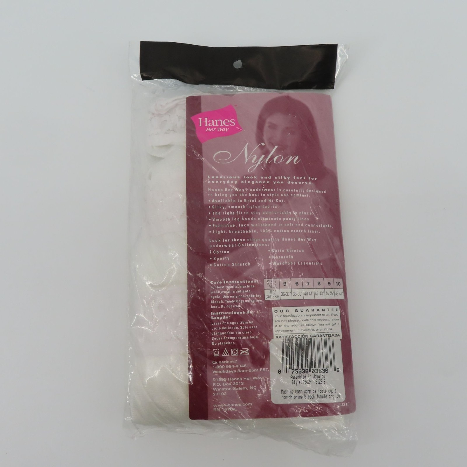 VTG Hanes 3 Pairs Womens Size 9 Nylon Brief Lace Trim Panty Solid White 1999 NEW