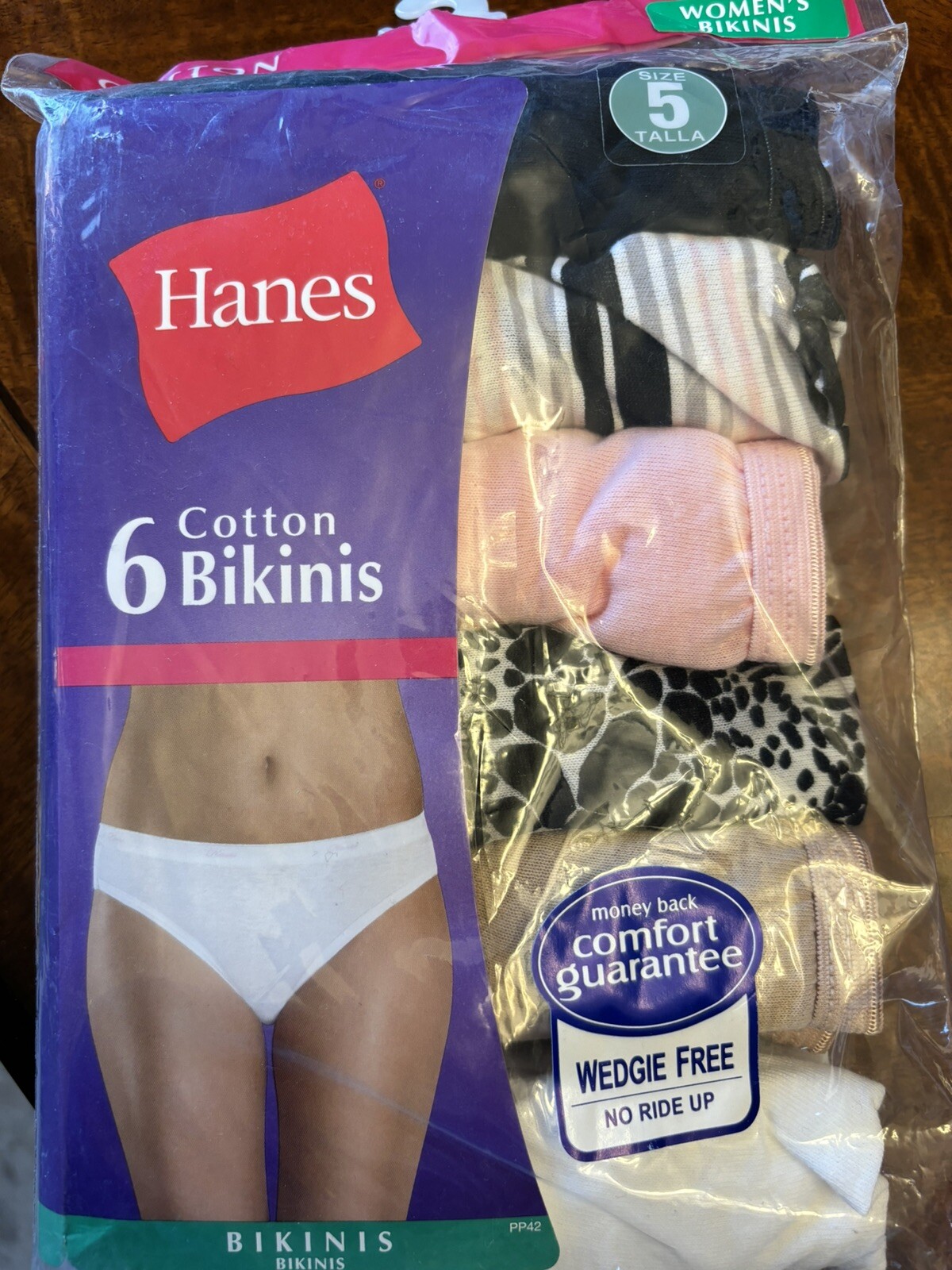 New In Package Hanes PP42CA Womens No Ride up Cotton Bikini Assorted Size 5