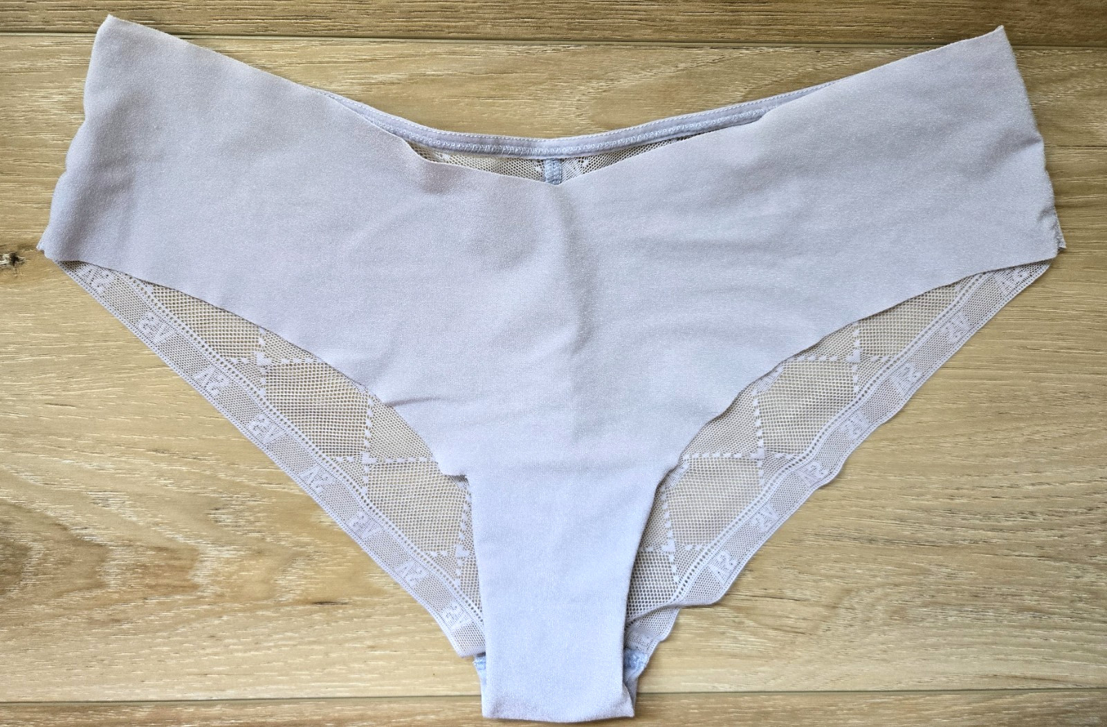 Victoria’s Secret Gray No-Show Laser-Cut Sheer Logo Back Cheeky Panties S