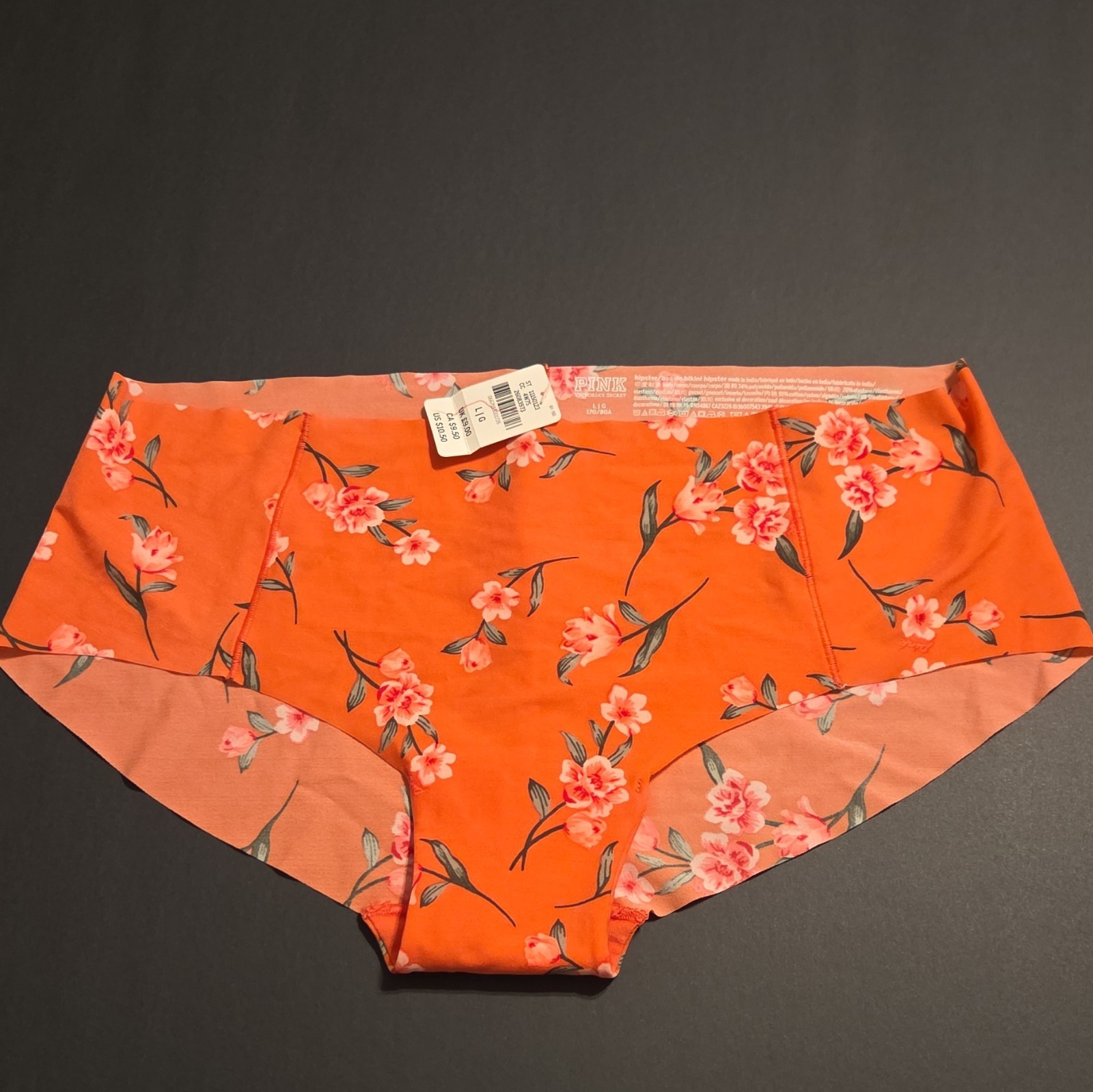 Victoria’s Secrect Women’s Hipster Panties Floral Orange/Pink/Green Size L