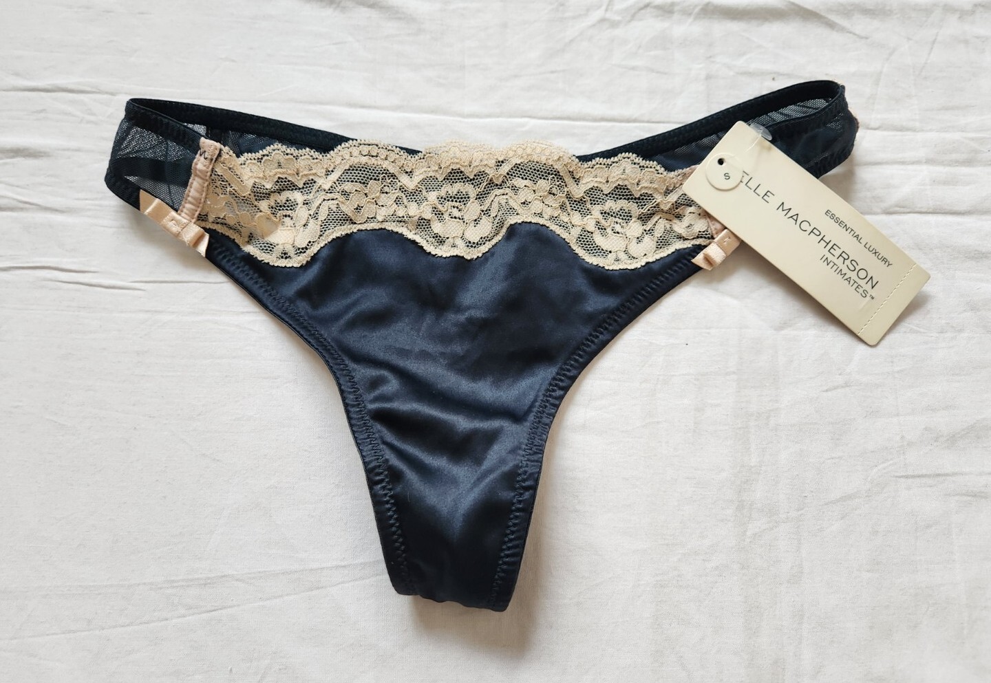 Elle Macpherson Intimates Fly Butterfly Fly Jet Dark Green Thong Size S