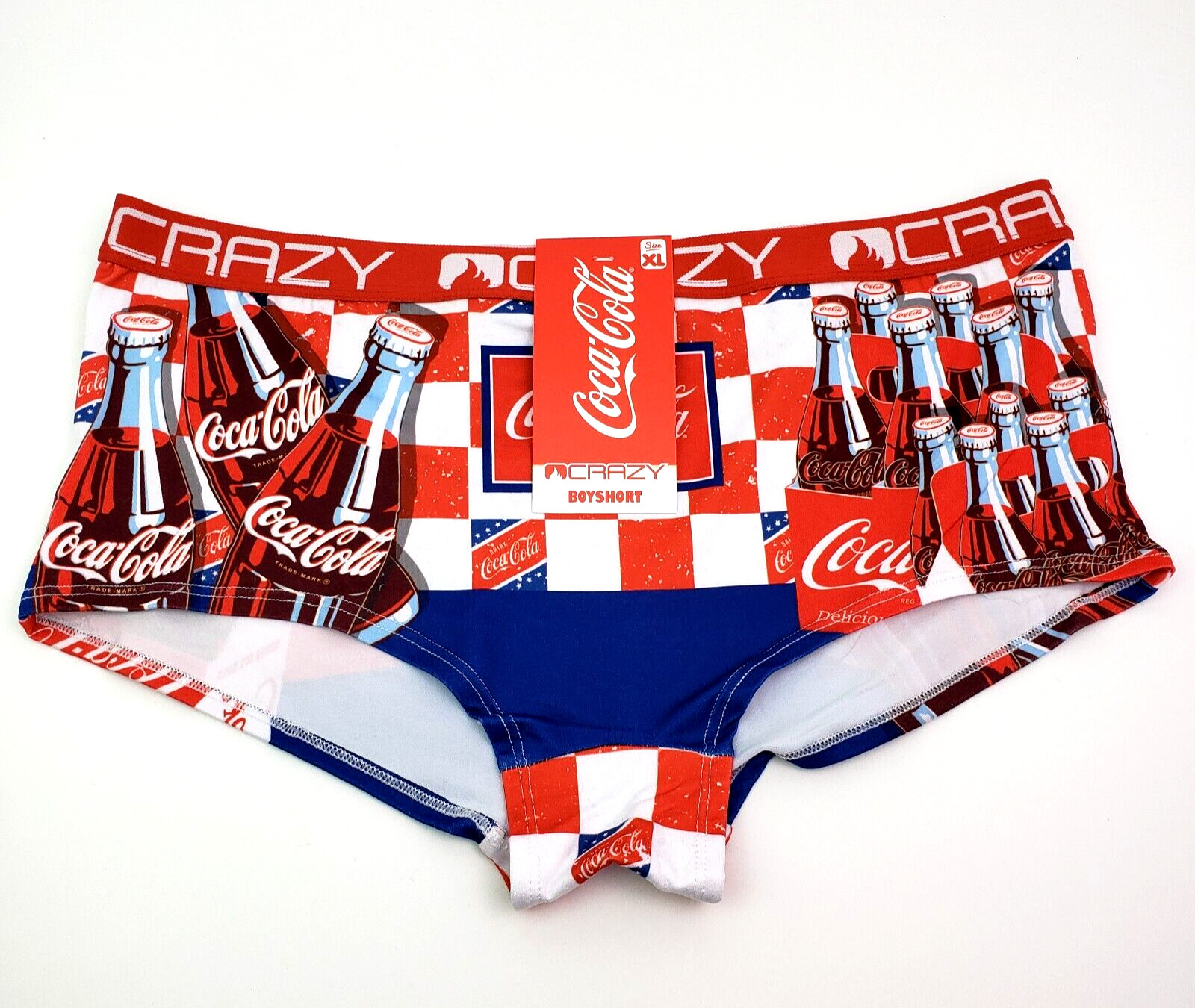 Crazy Coca Cola Coke Womens Size XL Red White Graphic Novelty Boyshort Underwear